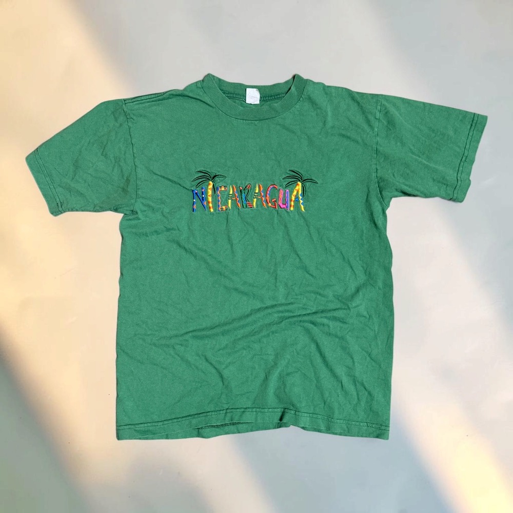 Bordados Anan Nicaragua Souvenir T-Shirt Green Size M 00s Rare